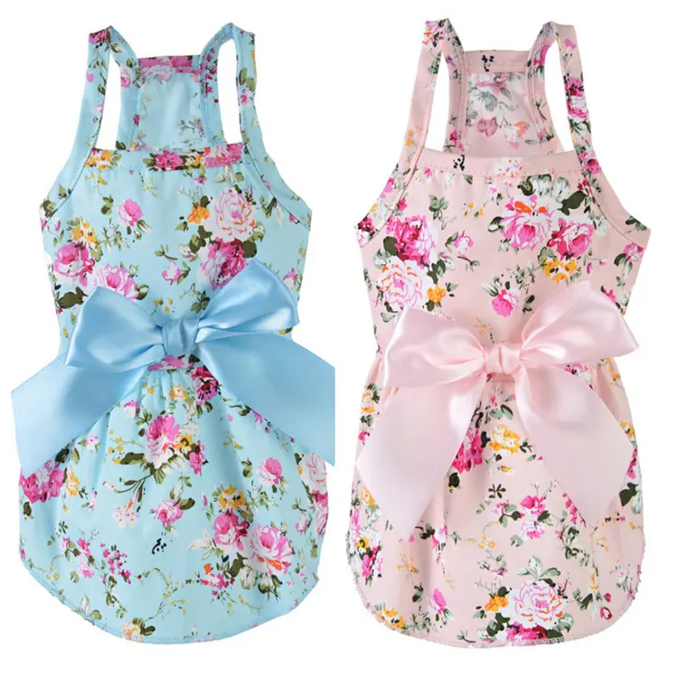 Cute pet apparel primavera estate pet dog dress bow vest gonna pet dog skirt