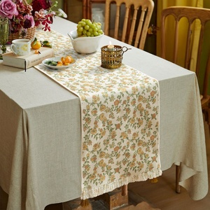 Tự Nhiên Mục Vụ Phong Cách Hoa Nhà Máy In Trang Trí Nội Thất Bảng <span class=keywords><strong>Runner</strong></span> Mô Hình Hiện Đại Bảng Bìa Với Fringe - Product Image 5