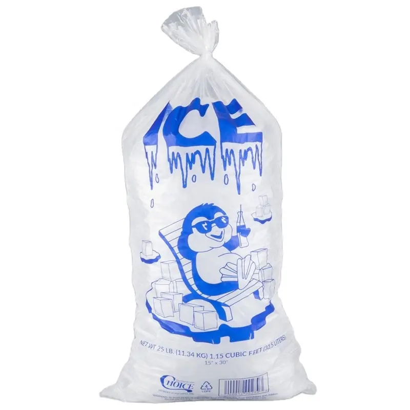 Bolsas de hielo de 3 kilos, bolsas de hielo de plástico transparente desechables con impresión de logotipo personalizado sellables para fiestas