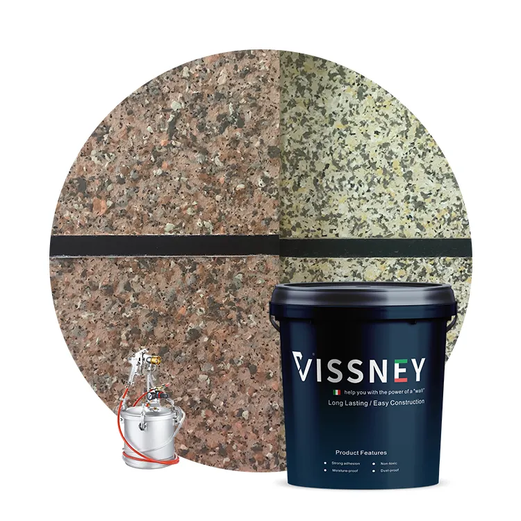 Vissney 외부 화강암 페인트 사용하기 쉬운 외부 화강암 조각 코팅 돌 질감 페인트