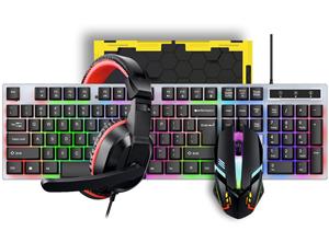 RGB Gaming Keyboard and Mouse Headset Mouse Pad Keyboard Ergonomic Light Mechanical 4 in 1 Gaming Combo <strong>Set</strong> - Product Image 2
