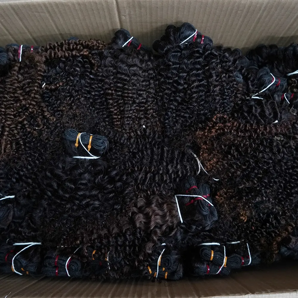 WXJ capelli umani grezzi non trattati borgogna afro crespi ricci capelli vergini brasiliani all'ingrosso 20 pezzi fasci 840g estensione dei capelli