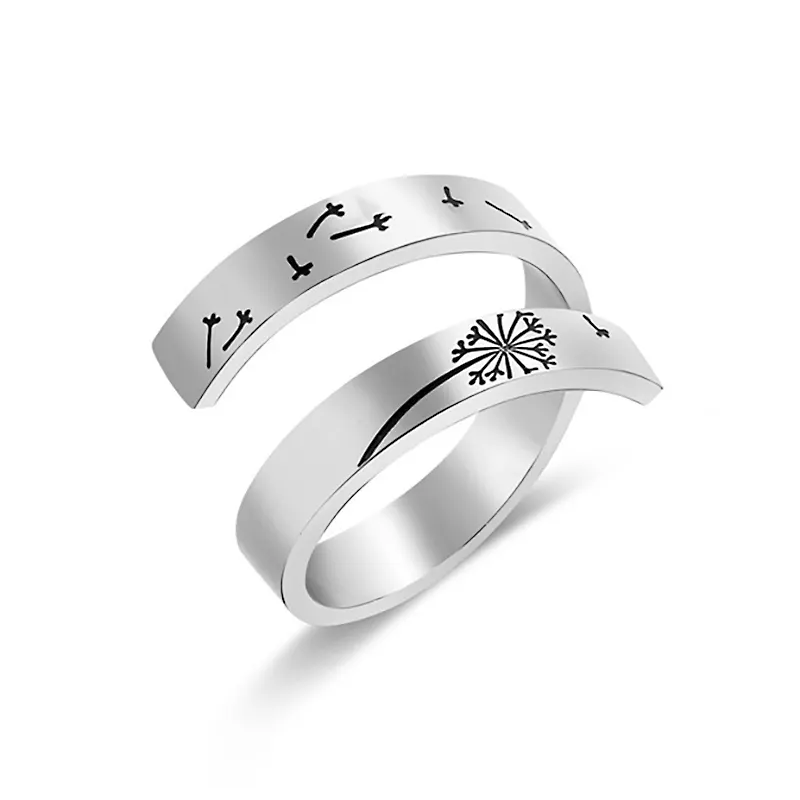 Anéis de dedo aberto para homem, anéis giratórios de aço inoxidável com flor anel, joia personalizada, atacado