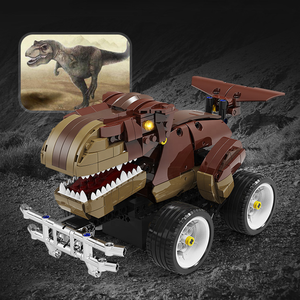 Programmazione a 2.4Ghz giocattolo educativo intelligente a vapore Dual Remote RC Kit Car per costruire 442 pezzi RC Block dinosaur Car for Kids - Product Image 4