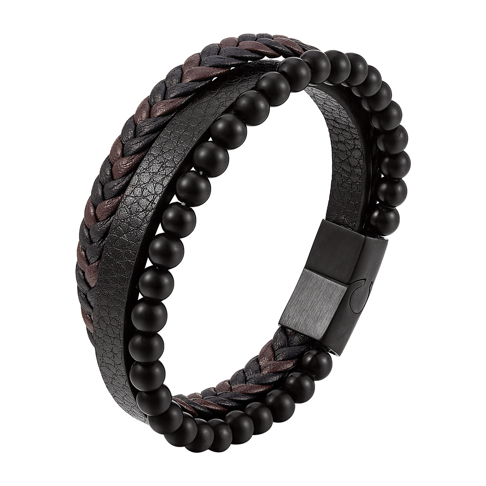 Leather Woven Bracelet 19cm