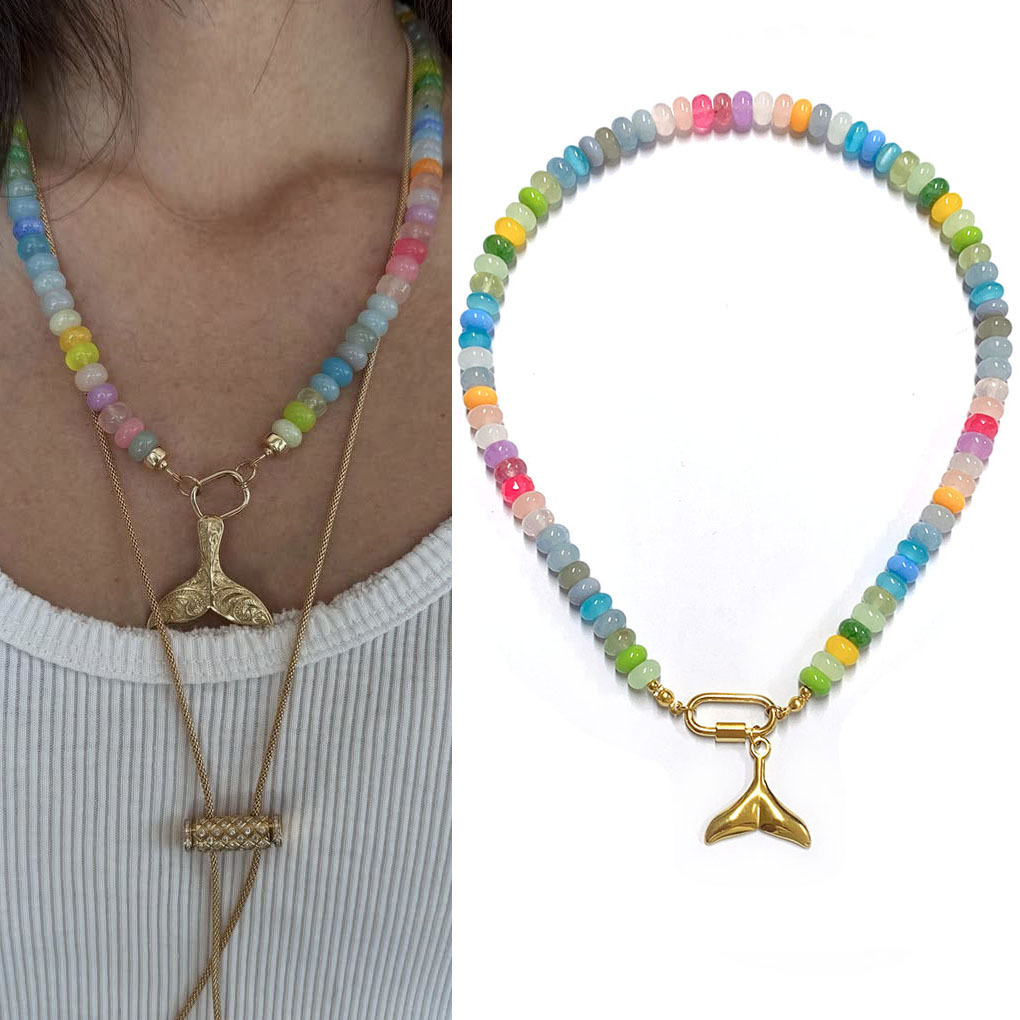White rainbow sunburst 44cm necklace