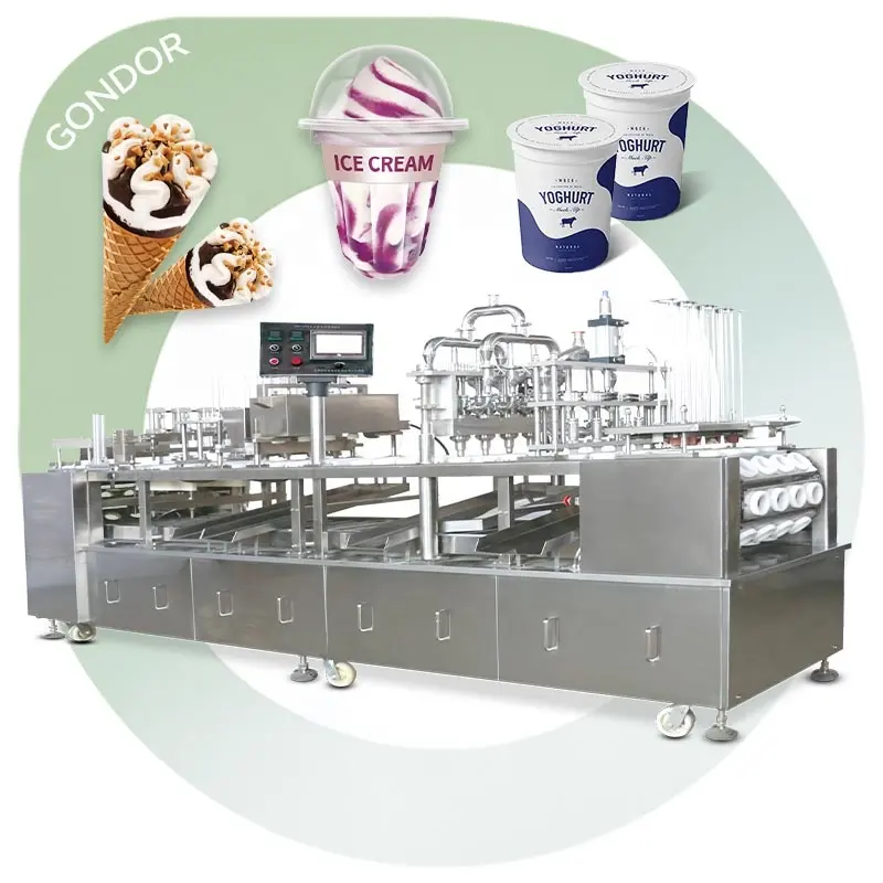 Salsa rotante Semi automatica gelatina quadrata piccola tazza di plastica forma macchina per riempire e sigillare il gelato