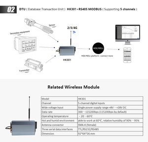 Holykell 4g wifloraワイヤレス圧力レベル温度フローデータロガーRTUDTU - Product Image 3