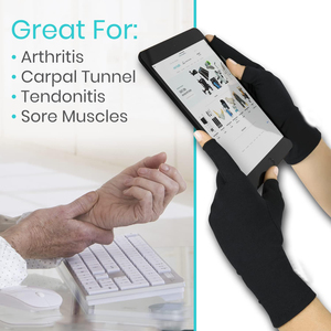 Sarung tangan kompresi artritis Pria Wanita, sarung tangan tanpa jari untuk mengetik berkendara - Product Image 4