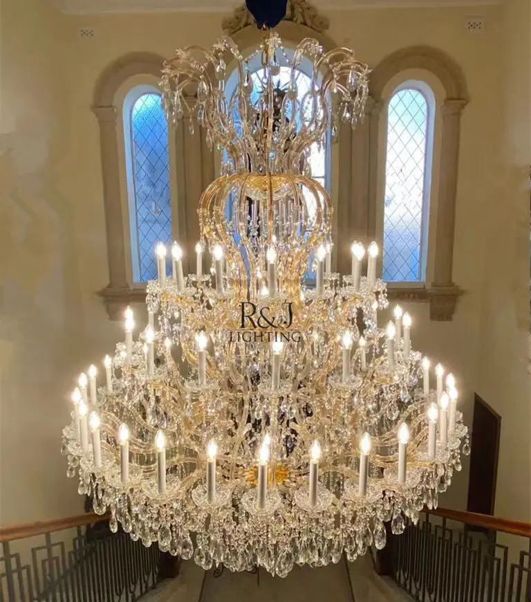 Diam 2m wide golden gold silver candle Wedding Venue Center pendant Banquet Hall Large Maria Theresa crystal Chandeliers