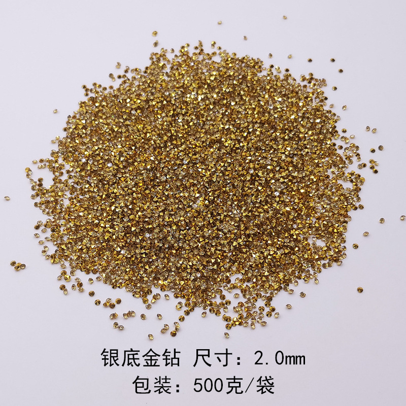 Diamants dorés à fond argenté de 2 mm, sachet de 500 g