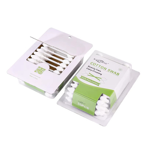 55 Stück Doppelkopf-Wattes täbchen Plastic Stick Blister Card Packed Ideal zum Reinigen von Nase und Ohren - Product Image 1