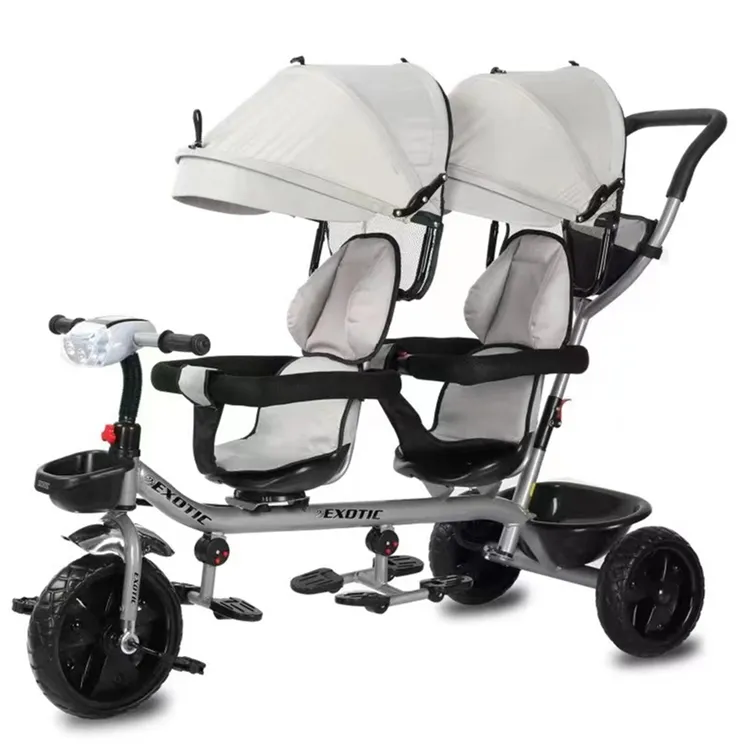 מכירה לוהטת כפול מושבי תינוק תלת אופן בני ובנות תלת אופן תאומים לרכב על רכב Trike ילדי תינוק שלושה גלגלי אופניים