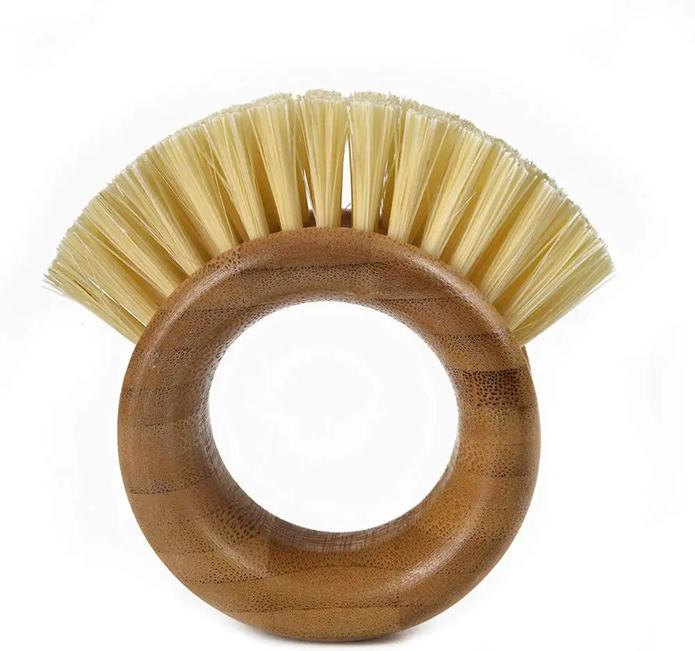 High Quality Bamboo Cleaning Brush with Bristle for Fruit and Vegetable Pans