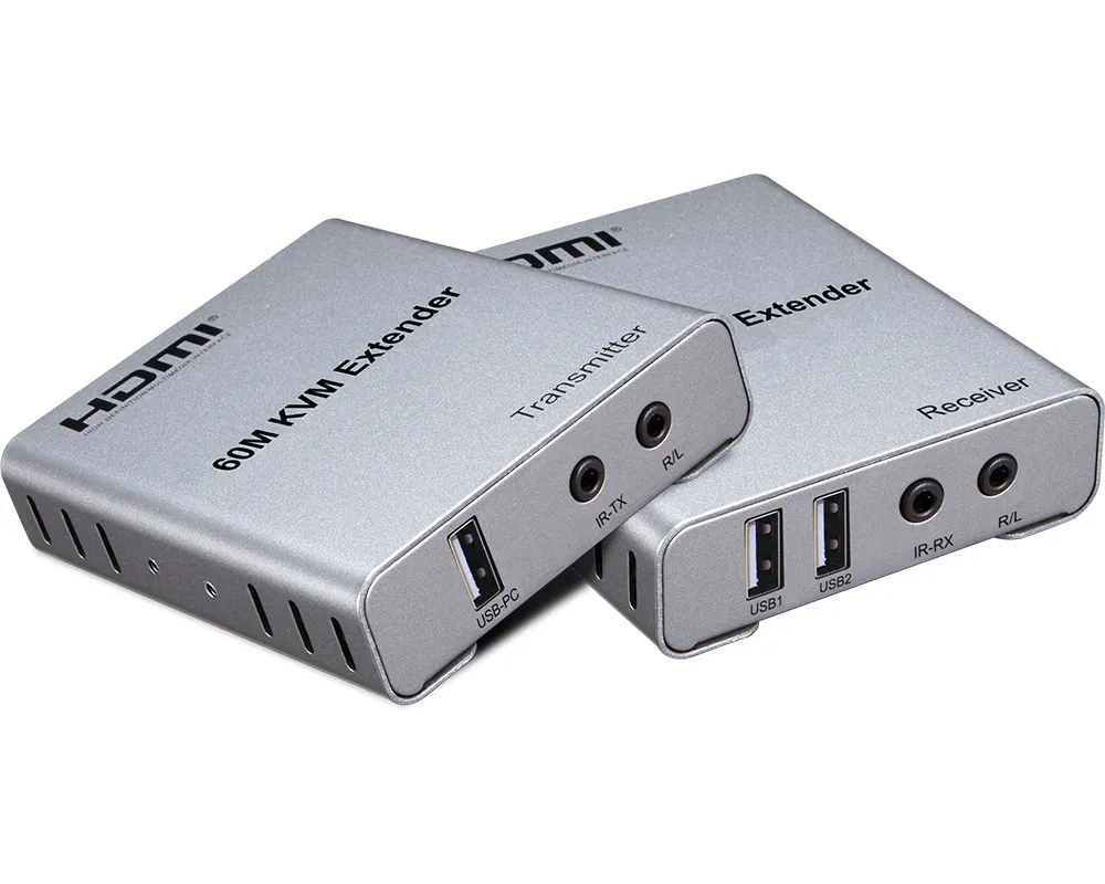 Extensor KVM 4K HDMI a través de Ethernet Single Cat 5E/6 60M HDMI transmisor y receptor HDTV extensor con KVM USB
