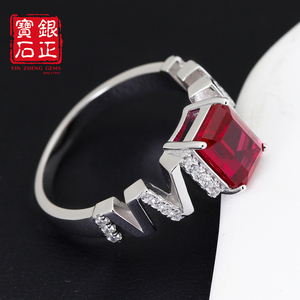 Anello in rubino di alta qualità 925 in argento Sterling moda classica alta gioielli OCT Step Cut anelli di rubino da laboratorio per donna - Product Image 3