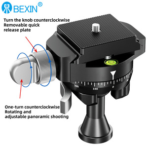 BEXINアルカスイスミニボールヘッドレベリングバブル360スイベルミニボールヘッドフリップロックパノラマボールヘッドマウント