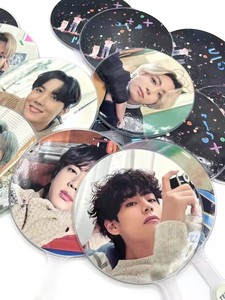 Özel bts Mini Picket şeffaf el Fan plastik Fan görüntü Picket holografik picket