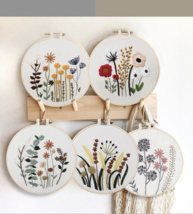 Cross Stich Embroidery <strong>Kit</strong> for Beginners Easy Stamped Floral <strong>Pattern</strong> Fabric Hand Crafts DIY Needlework Embroidery Hoop Set - Product Image 5