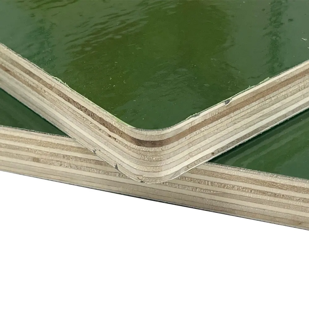 18mm melhor filme verde Pp cofragem enfrentou madeira compensada plástico verde PVC concreto cofragem contraplacado para construção