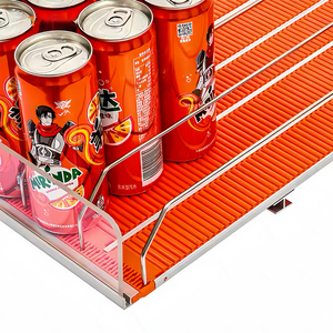 XLW Supermercado Plástico Refrigerador Automático Auto Feed Spring Loaded Garrafa Enlatado Bebida Bebida Água Roller Glide Shelf