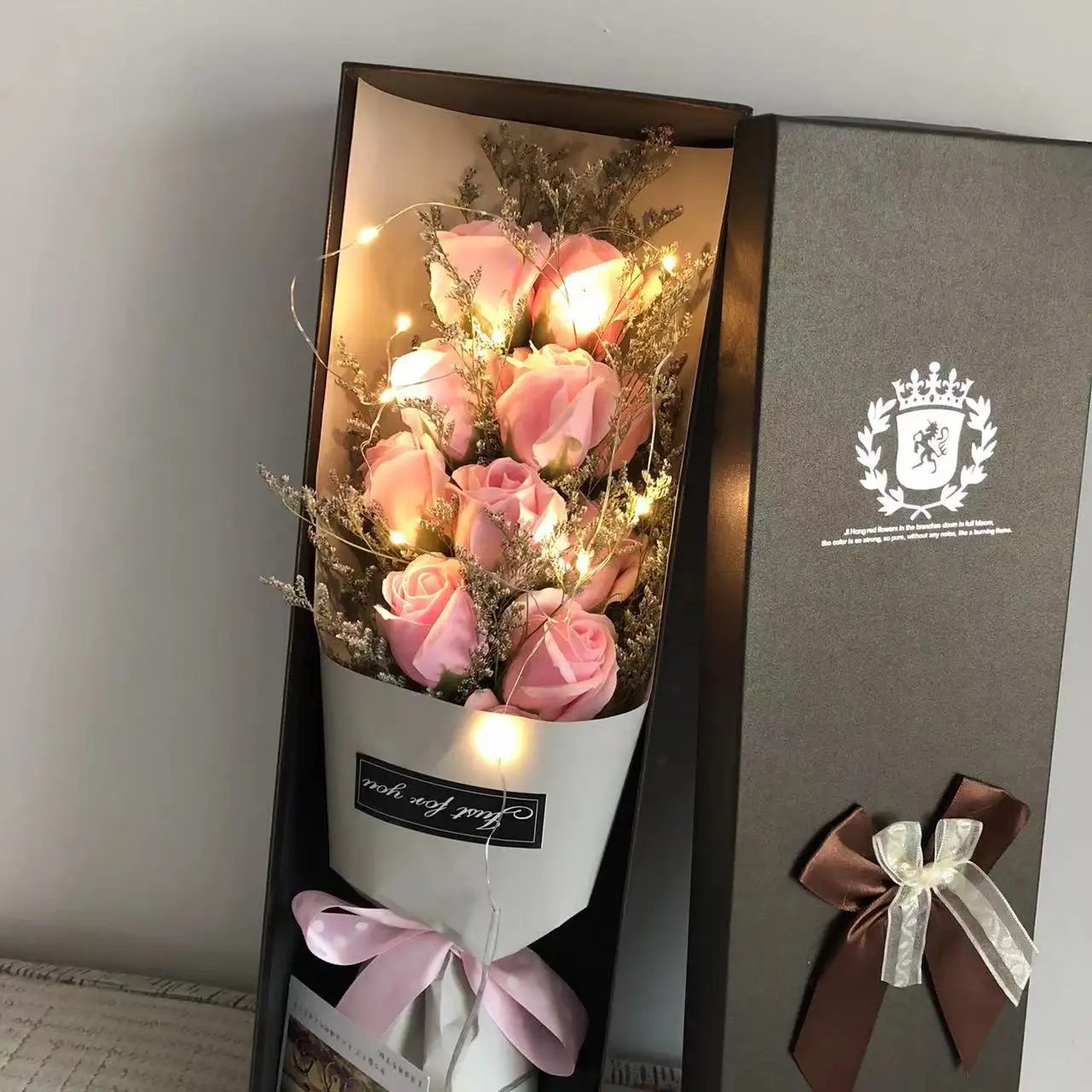 Embalaje flor Regalo práctico para el Día de San Valentín flores de jabón Ramo de jabón Rosa Caja de regalo grande Regalo de cumpleaños