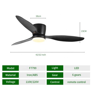 3个ABS叶片轻质智能控制6个风速无噪音可逆电机低剖面现代吊扇 - Product Image 2
