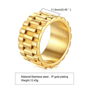 Edelstahl band Gold weiblich männlich Universal Wide Zeigefinger Ring - Product Image 2