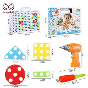 Brinquedo de mosaico para meninos, popular, meninos, blocos de construção de plástico, divertidos, nozes e parafusos, broca, quebra-cabeça