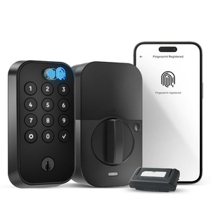 Cerradura de puerta de entrada inteligente con conexión Wi-Fi, teclado táctil y escáner de huellas dactilares para entrada de código y acceso remoto - Product Image 1