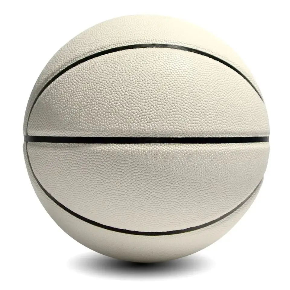 Preço barato Tamanho 7 6 5 4 3 2 1 Bola de basquete bola de couro branca feita sob encomenda com seus logotipo e projeto
