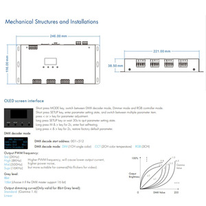 D12A 12チャンネルMax 1440W定電圧RGB DMX512 & RDMデコーダDmx 512 & RDMマスターOLEDスクリーンPWMコントローラLEDライト用 - Product Image 5