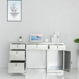 Escritorio moderno de metal y acero para diseño gráfico, mesa de personal de oficina con cajones, muebles de hierro para proyectos de diseño - Product Image 2
