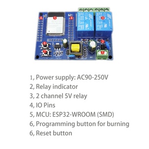 AC90-250V ESP32 modulo di controllo relè a 2 canali IOT ESP32-WROOM-32E WiFi modulo BLE 4M Flash per Arduino Smart Home - Product Image 2
