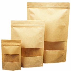 Tùy chỉnh in cấp thực phẩm khóa zip thủ công trà Snack bao bì Túi giấy <span class=keywords><strong>Kraft</strong></span> nâu với cửa sổ logo của riêng bạn - Product Image 2