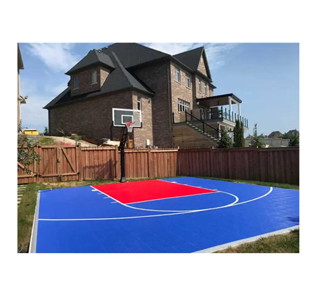 Mezzo campo da basket personalizzato di alta qualità residenziale, pavimento per campo da basket all'aperto in plastica silenziosa