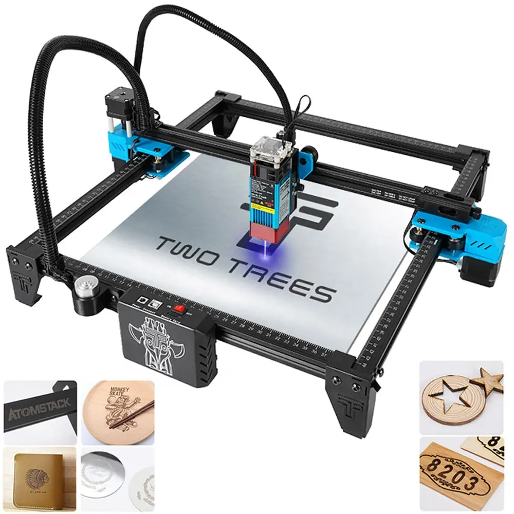 TTS 55 Twotrees Grabadora 3D Lazer corte para acrílico madera vidrio portátil Mini Co2 madera CNC máquina de grabado láser de escritorio