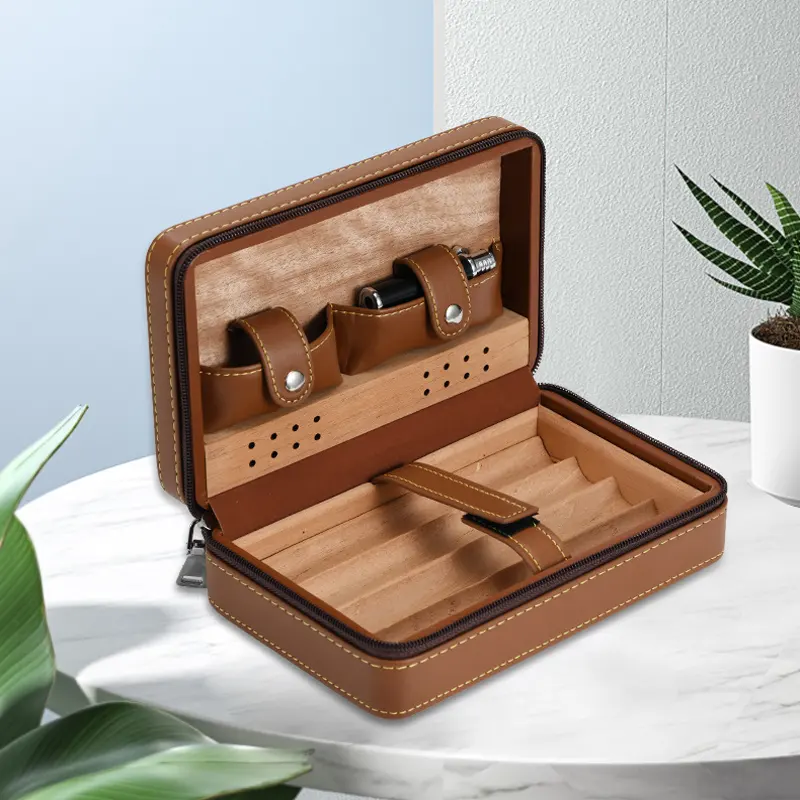 Portasigarette portatile in pelle PU accessori per sigari personalizzati Humidors portasigari da viaggio