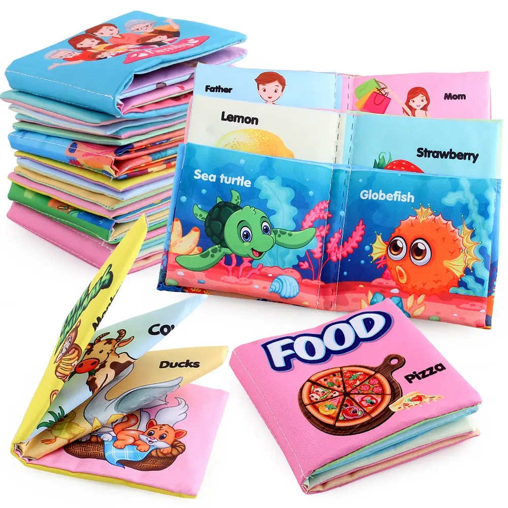 Gran venta de libros de tela cognitivos en inglés para niños, libros cognitivos de animales marinos para bebés, juguetes educativos