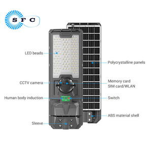 SFC завод 5MP наружный IP66 ABS CCTV Солнечный светодиодный уличный свет 60 Вт датчик движения 4G Wi-Fi мониторинг интегрированная система 4G Wi-Fi - Product Image 2