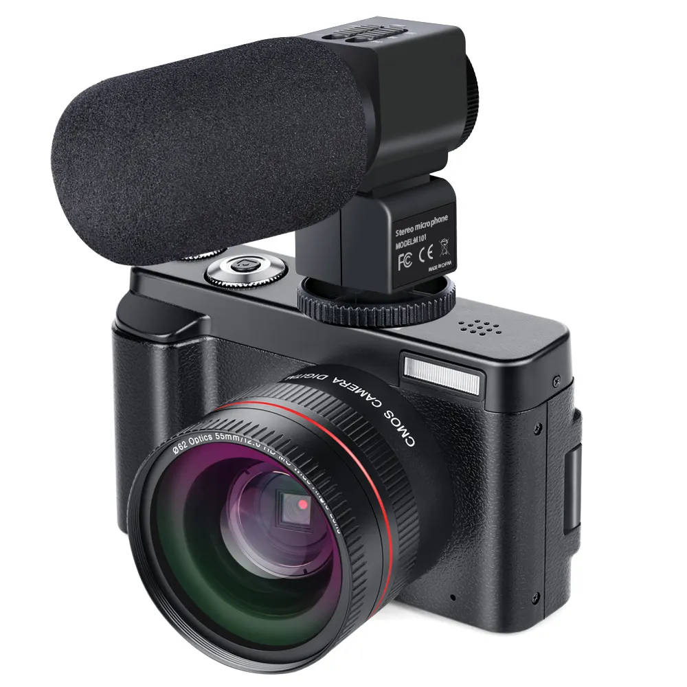 전문 4K 비디오 카메라 48MP 3 인치 회전 화면 유튜브 브이 로그 레코더 용 웹캠 카메라 디지털 캠코더