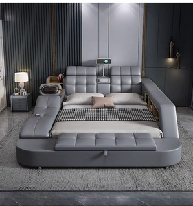 Akıllı masaj yatağı lüks ana yatak odası çok fonksiyonlu modern minimalist projektör yeni stil deri yatak