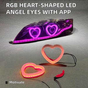 New <strong>RGB</strong> Chasing <strong>LED</strong> Angel Eye Ring Auto Decoration Heart-Shape Halos Sequential Turn Signal for Honda App Control Headlight - Product Image 3