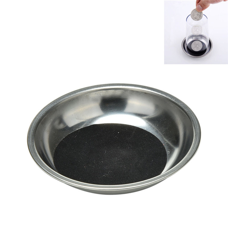 Coin Through Glass Steel Cup Mat Magic Props Party Close-up Magic Trick