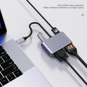 高品质4合1 USB C集线器，15厘米C型多端口集线器转换器，带4K HD VGA USB 3.0和PD 100W充电接口 - Product Image 4