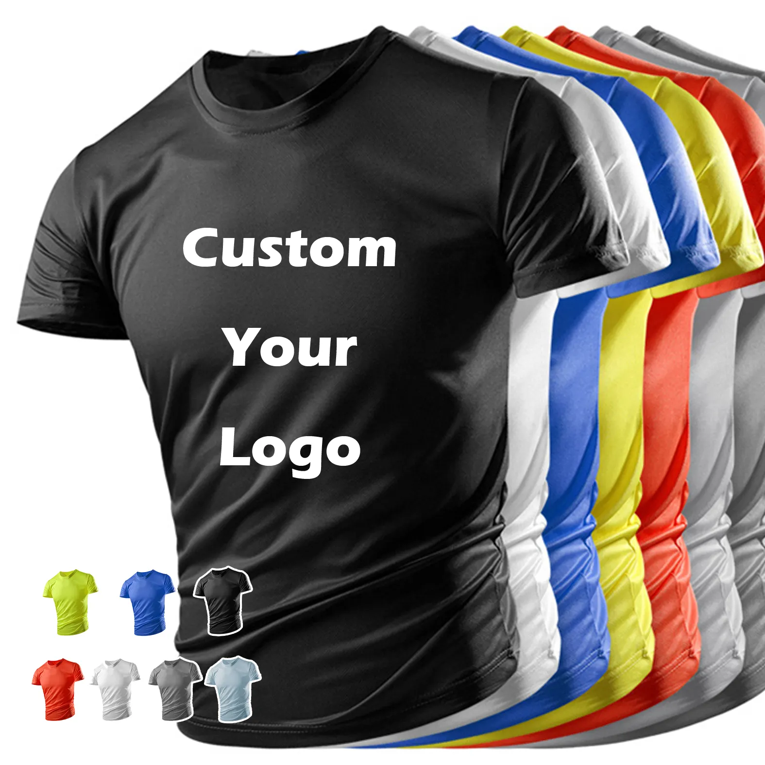 Plain men's t shirt Polyester tee quick dry fit tshirts custom sublimation printing logo unisex gym Sports t-shirts for men