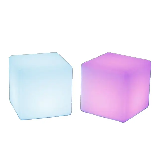 Taburete de cubo luminoso LED, silla de cubo interior con Control remoto