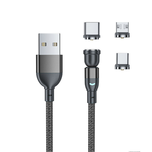 定制手机540度旋转磁性电缆3合1耐用弯曲<span class=keywords><strong>USB</strong></span>充电电缆新型旋转数据线