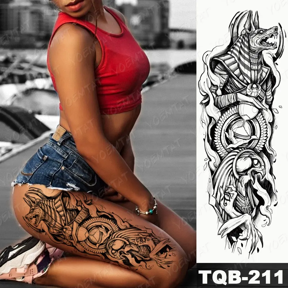 2023 vendita calda di grandi dimensioni full arm autoadesivo del tatuaggio temporaneo leone tatuaggi meccanici impermeabili
