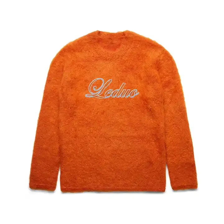 Оптовая продажа, модный мохеровый жаккардовый пуловер из мохера, мужской длинный вязаный уличный свитер больших размеров для мужчин
